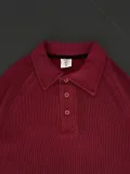 Yakalı Patlı Kısa Kol T-shirt - Bordo