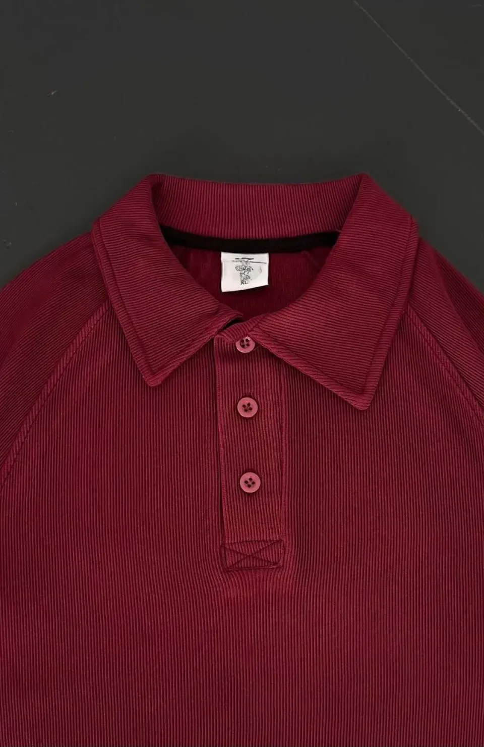 Yakalı Patlı Kısa Kol T-shirt - Bordo