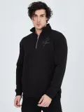 Erkek Yarım Fermuarlı Baskılı Sweat - Siyah Somersan Giyim | Kadın, Erkek ve Çocuk Moda