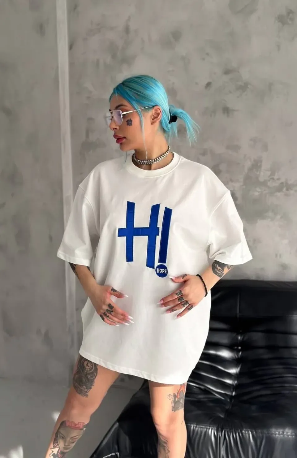 Unisex Nakış İşlemeli T-Shirt - Beyaz