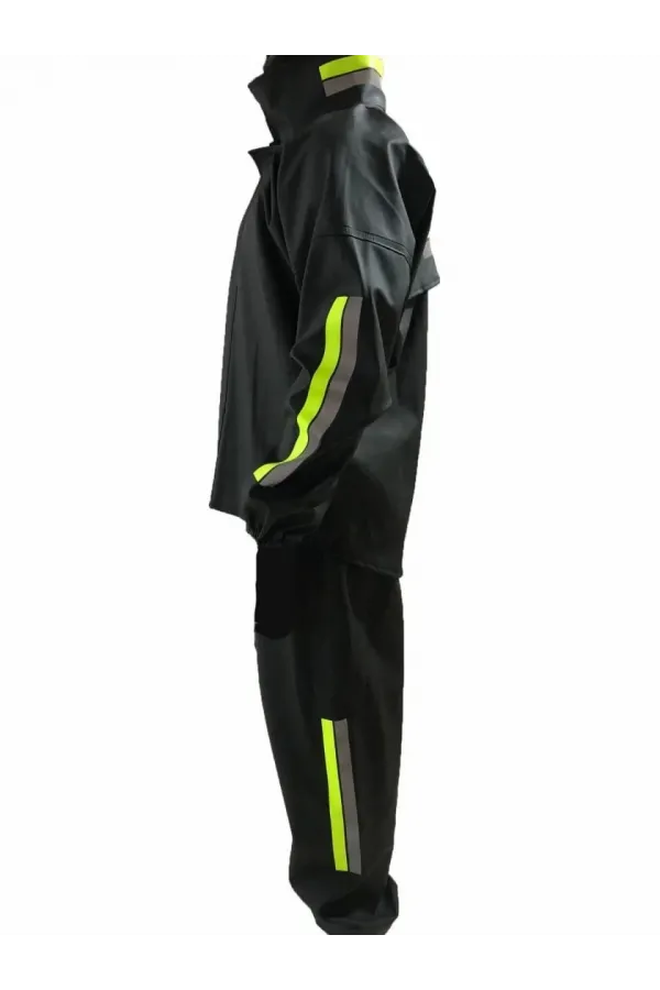Unisex Tam Kalıp Motorcu Kurye Su Gecirmez Yağmurluk Takım - Siyah