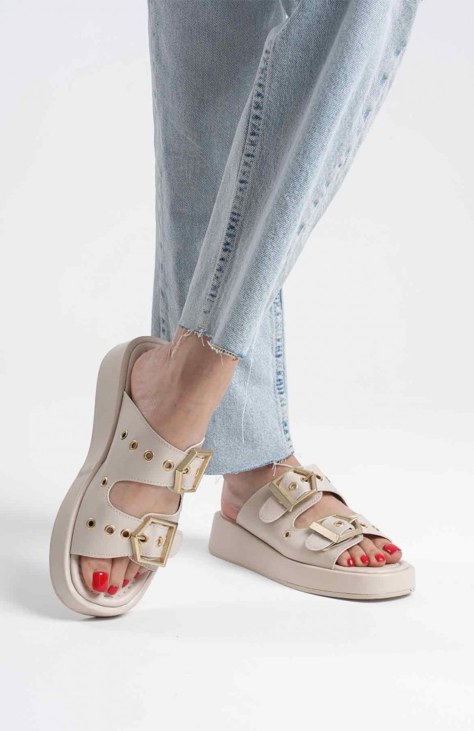 Kadın Bej Cilt Terlik TR17MY04C Somersan Giyim | Kadın, Erkek ve Çocuk Moda