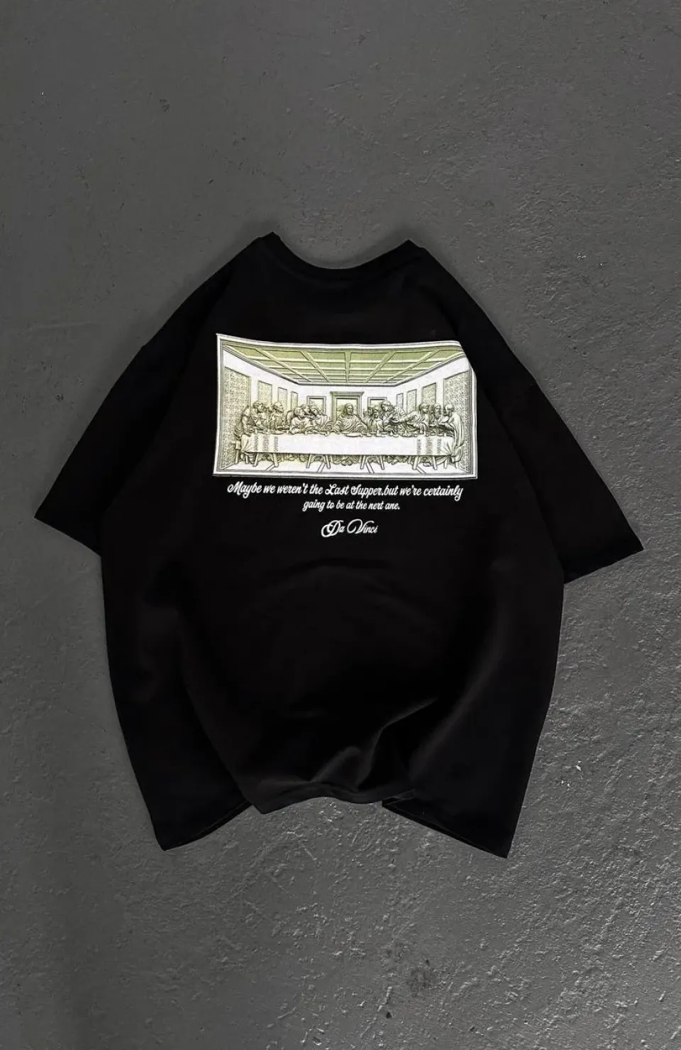 Unisex Baskılı Oversize T-Shirt - Siyah