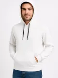 Erkek Üç İplik Kapüşonlu Kanguru Cepli SweatShirt hoodie - Beyaz