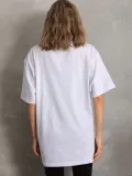 Unisex Taş Desenli Oversize T-Shirt - Beyaz