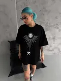Unisex Bisiklet Yaka Baskılı Oversize T-Shirt - Siyah Somersan Giyim | Kadın, Erkek ve Çocuk Moda