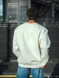 Kışlık Bisiklet Yaka Üç İplik Basic SweatShirt - Beyaz