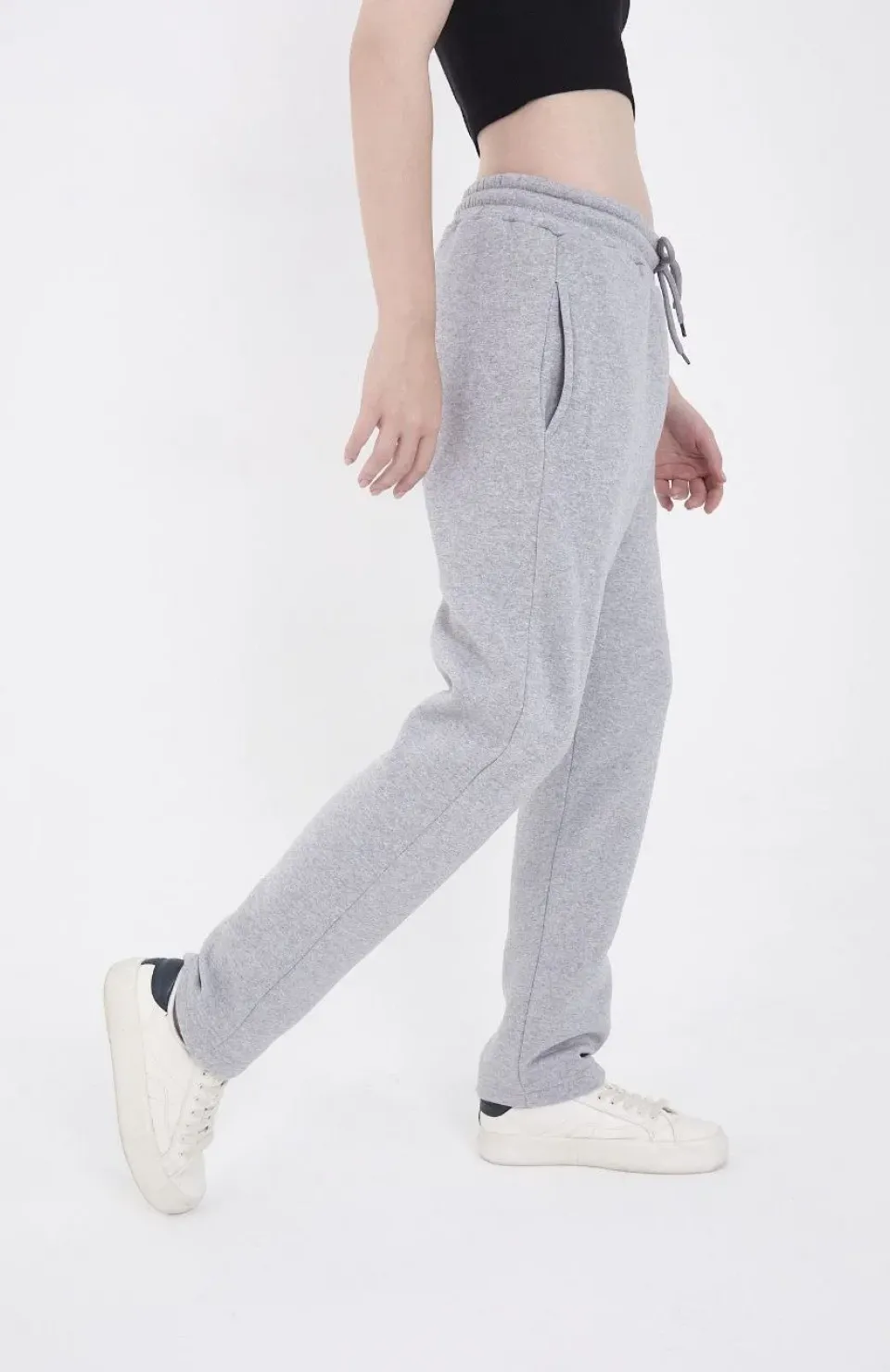 Kadın Lastikli Baskılı Eşofman Pantolon - Gri