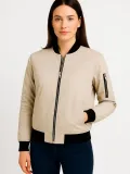 Kadın Bomber Mont Ceket – Fermuarlı, Kapitone İçi Astarlı, Su İtici Kumaş, Regular Fit, Yandan Cepli, Günlük Bahar & Kış Şık Rahat Stil - bej