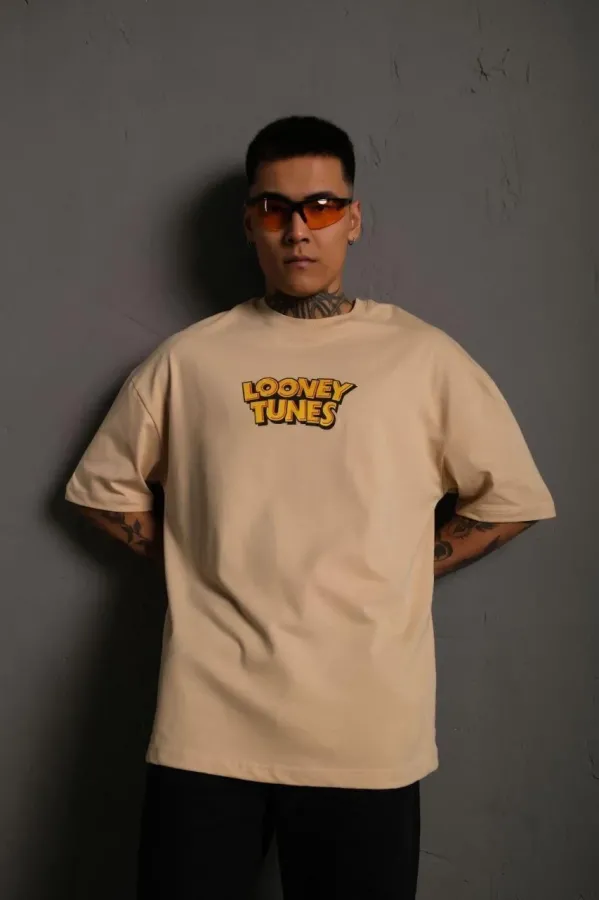 Erkek Dijital Baskılı T-Shirt - Bej