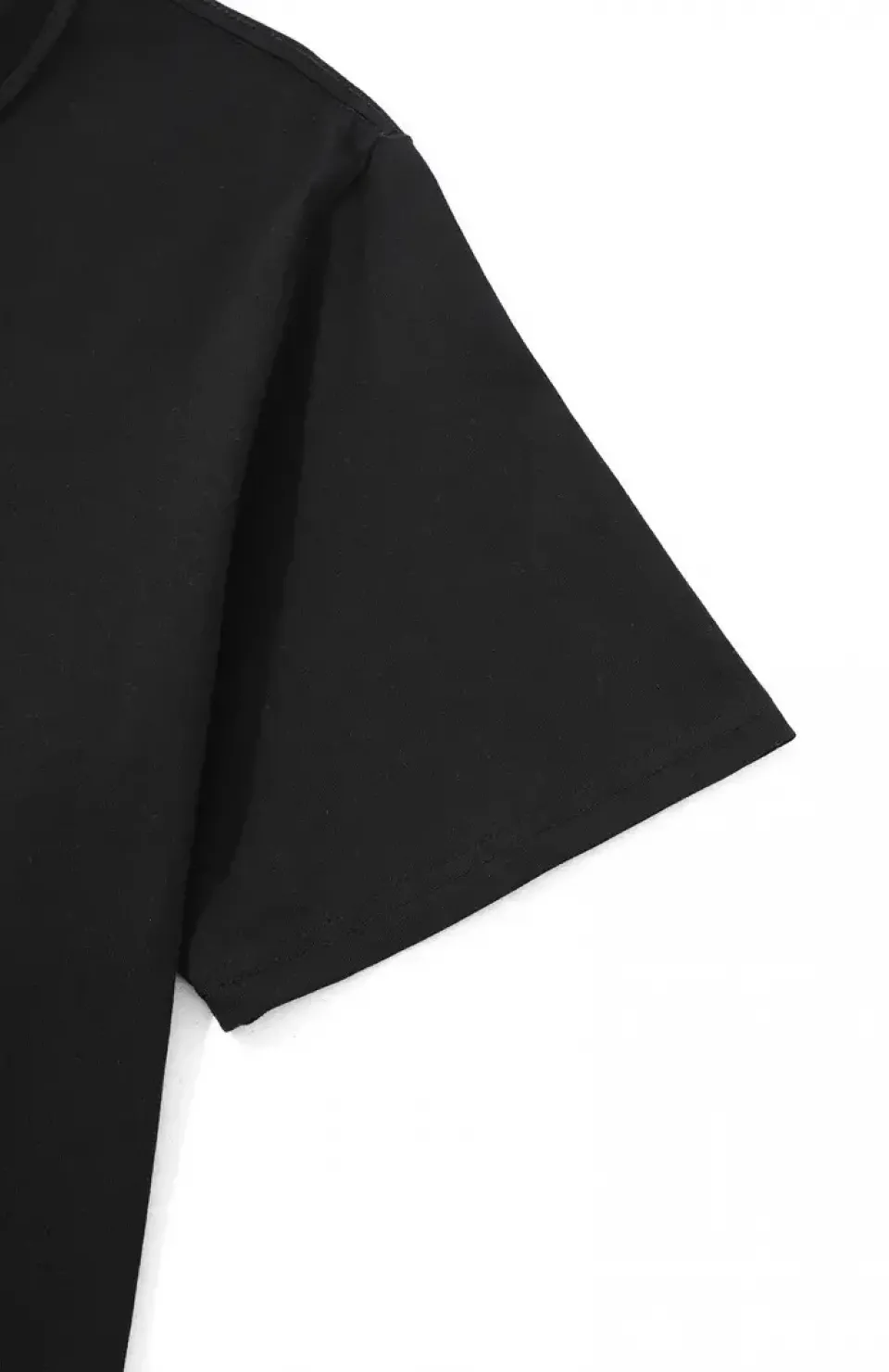 20/1 Penye Compack Uçak Baskılı Oversize Bisiklet Yaka Kısa Kol T-shirt - Siyah