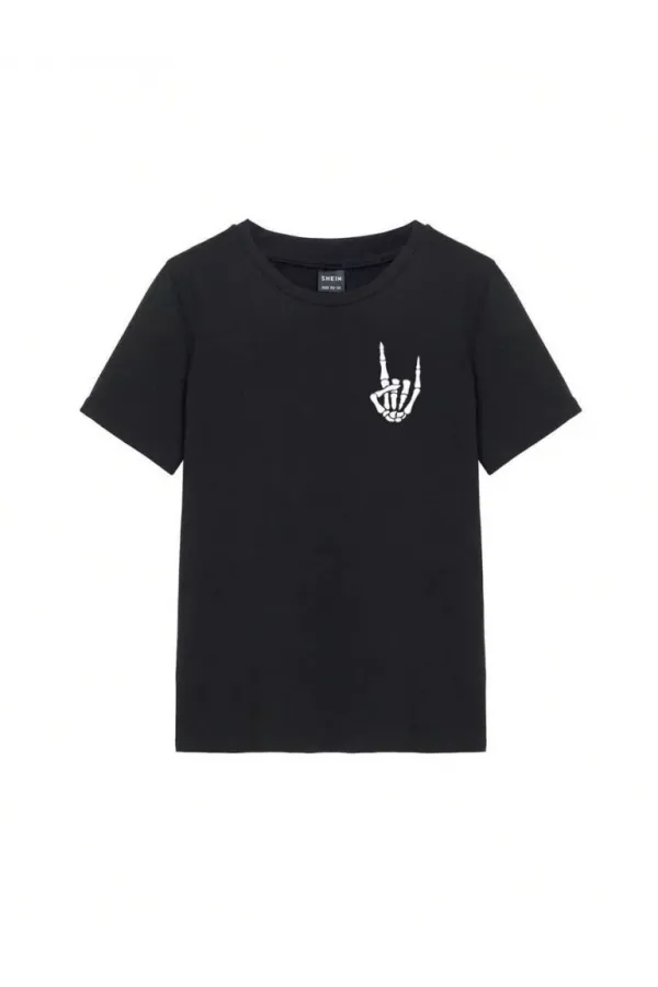 Baskılı Kadın T-shirt - Siyah