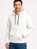 Erkek Üç İplik Kapüşonlu Kanguru Cepli SweatShirt hoodie - Beyaz
