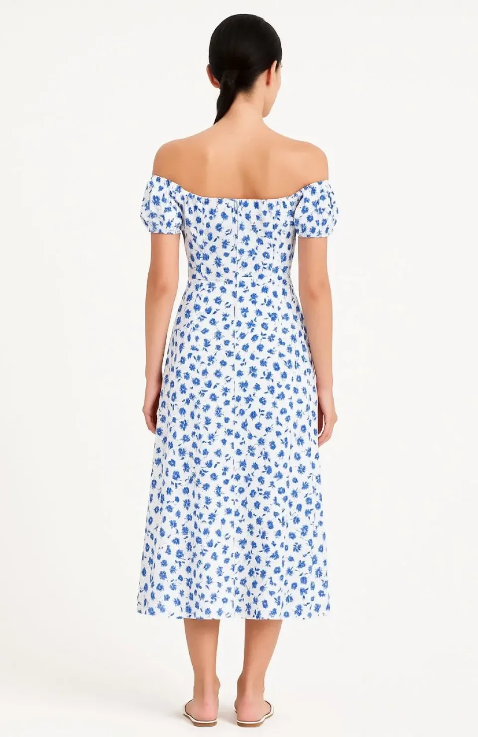 Bardot Omuzu Acık Çiçek Desenli Elbise - Desenli