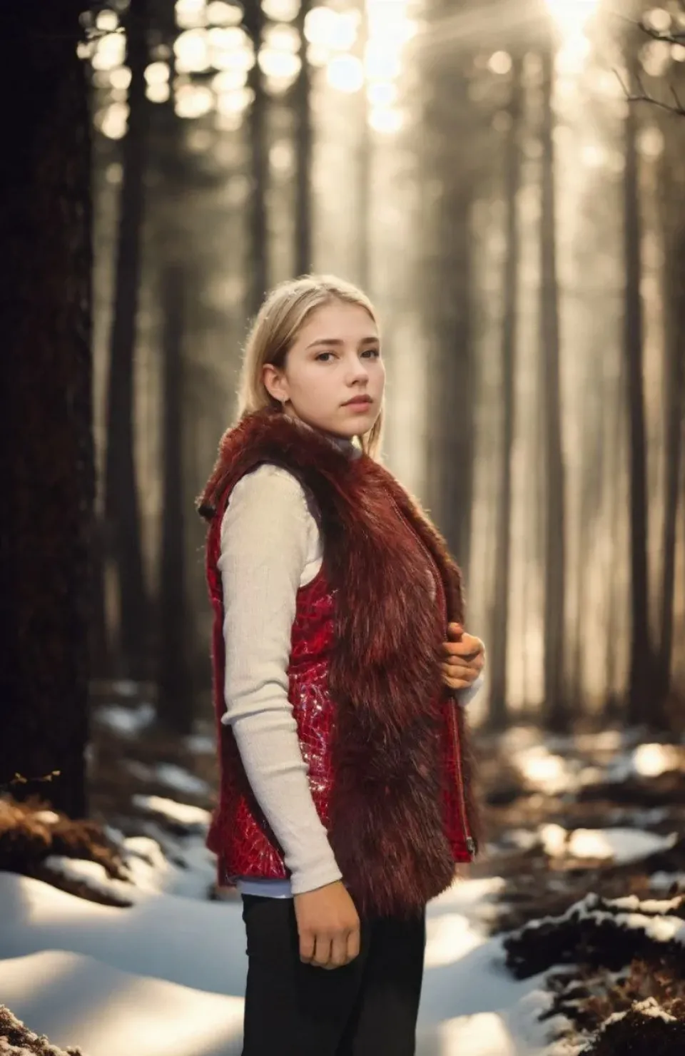 Kadın Kolsuz Fermuarlı Yelek - Kırmızı