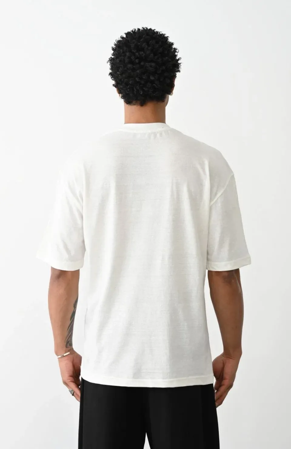 Unisex Baskılı Oversize T-Shirt - Beyaz