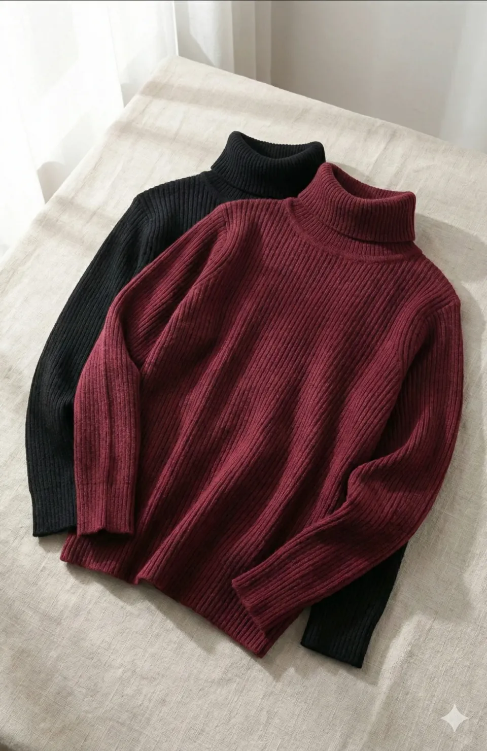2li Siyah Bordo Unisex Kaşkorse Boğazlı Full Likralı Fitilli Body Kazak Somersan Giyim | Kadın, Erkek ve Çocuk Moda
