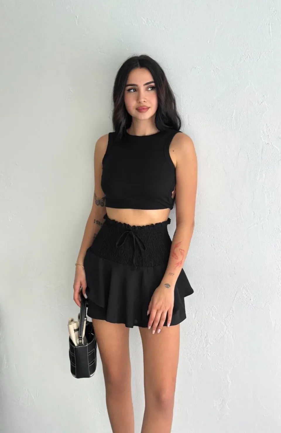 Ayrobin Şortlu Etek - Siyah