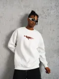 Erkek 3 İplik Gangster Baskılı Sweatshirt - Beyaz Somersan Giyim | Kadın, Erkek ve Çocuk Moda