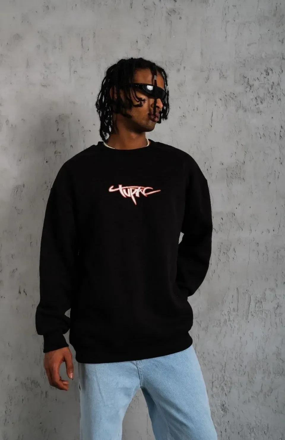 Erkek 3 İplik Gangster Baskılı Sweatshirt - Siyah Somersan Giyim | Kadın, Erkek ve Çocuk Moda