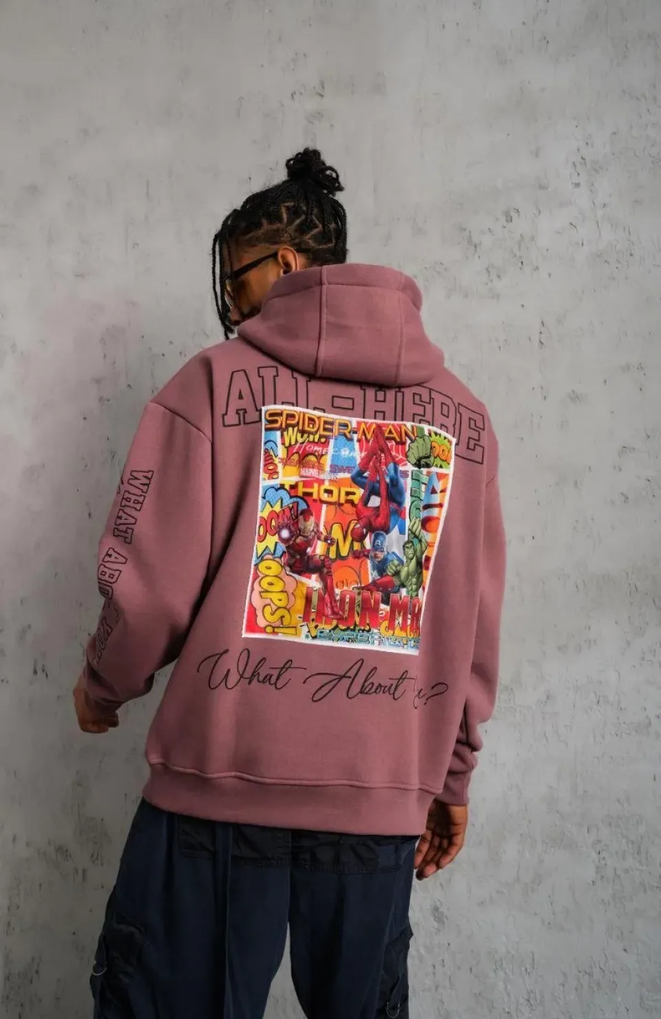 Erkek 93 Dijital Parça Baskılı Kapşonlu Sweat - Gül Kurusu Somersan Giyim | Kadın, Erkek ve Çocuk Moda