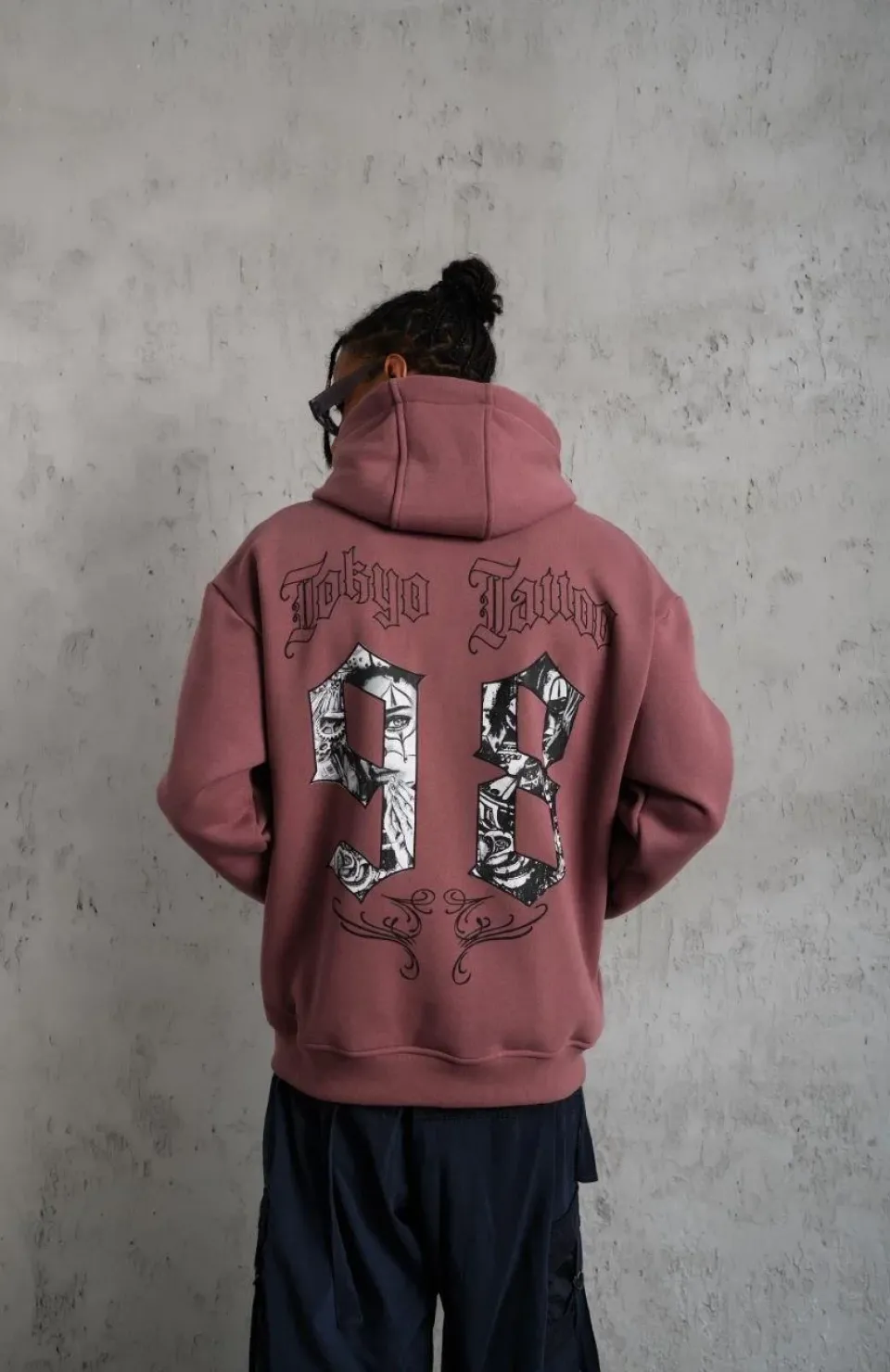 Erkek 98 Baskılı Kapşonlu Sweat - Gül Kurusu Somersan Giyim | Kadın, Erkek ve Çocuk Moda