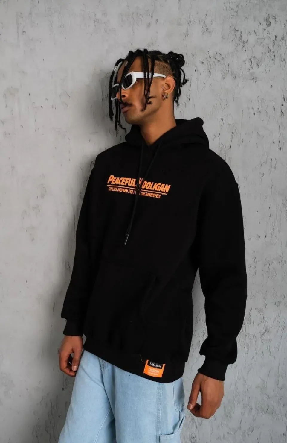 Erkek Armalı Baskılı Kapüşonlu Sweatshirt - Siyah Somersan Giyim | Kadın, Erkek ve Çocuk Moda