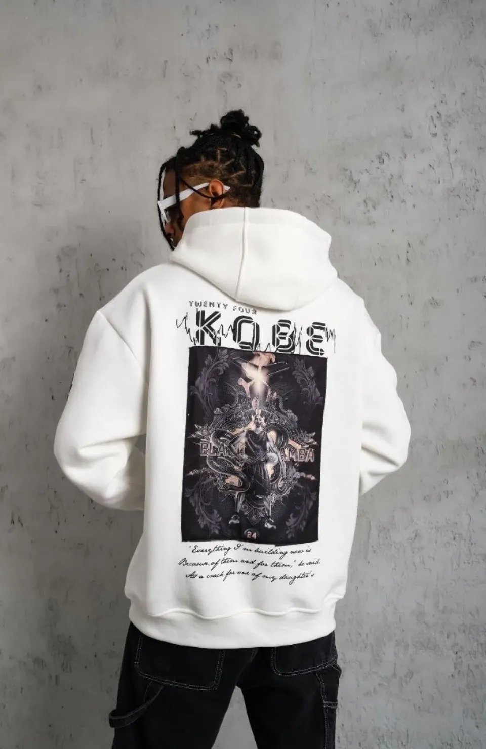 Erkek Baskılı Kapüşonlu Sweat - Beyaz Somersan Giyim | Kadın, Erkek ve Çocuk Moda