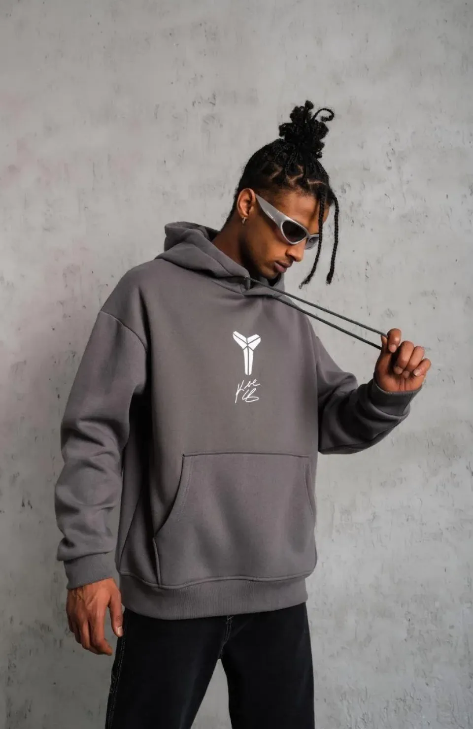 Erkek Baskılı Kapüşonlu Sweat - Gri Somersan Giyim | Kadın, Erkek ve Çocuk Moda