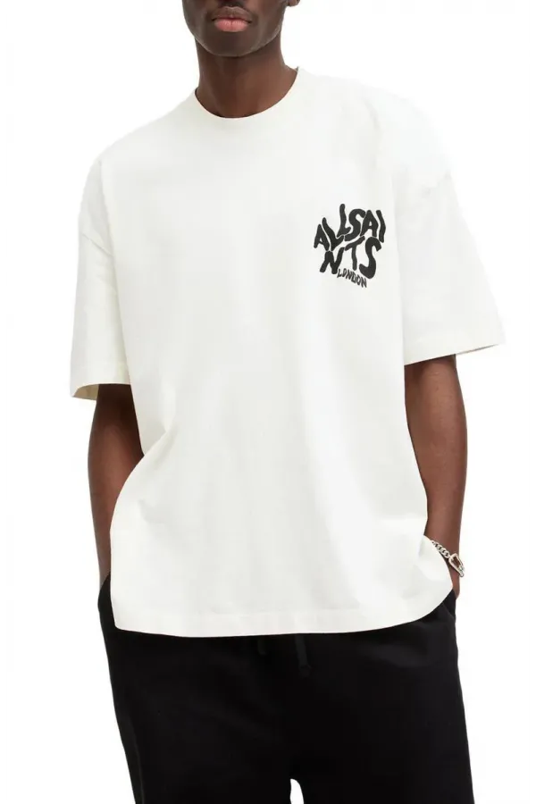 Erkek Baskılı Oversize T-shirt - Beyaz