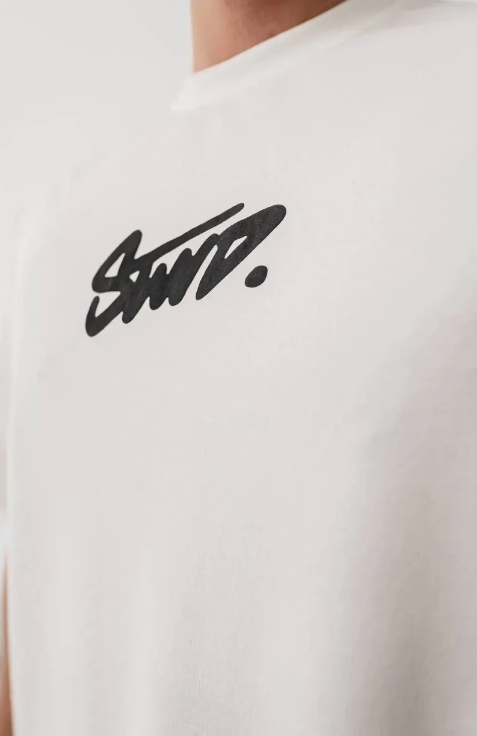 Erkek Baskılı Oversize T-shirt - Beyaz