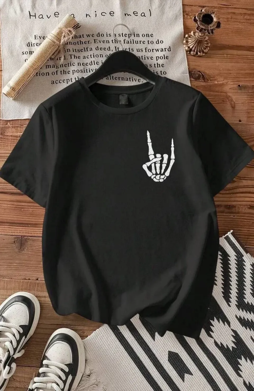 Erkek Baskılı Oversize T-shirt - Siyah