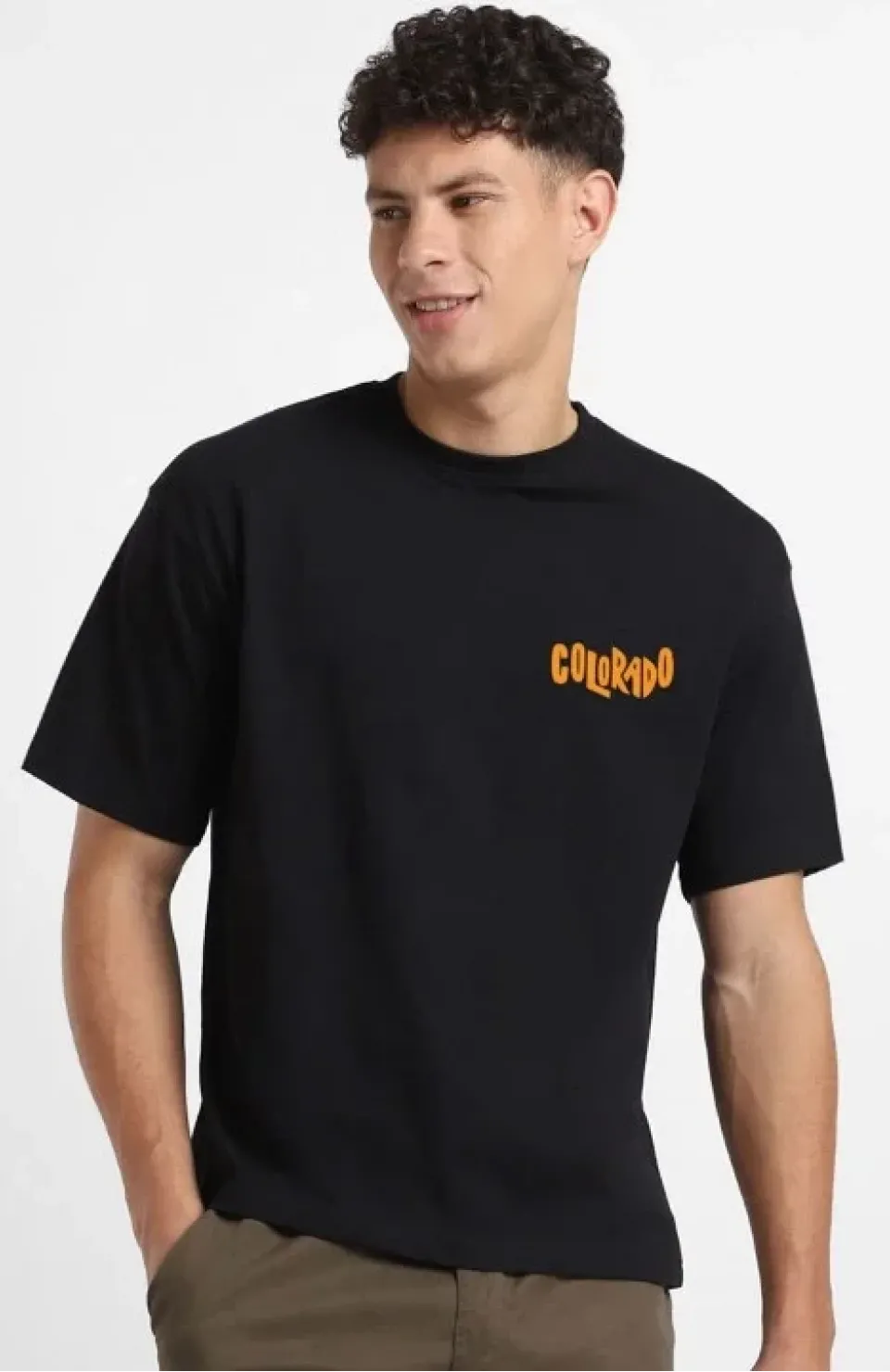 Erkek Baskılı Oversize T-shirt - Siyah