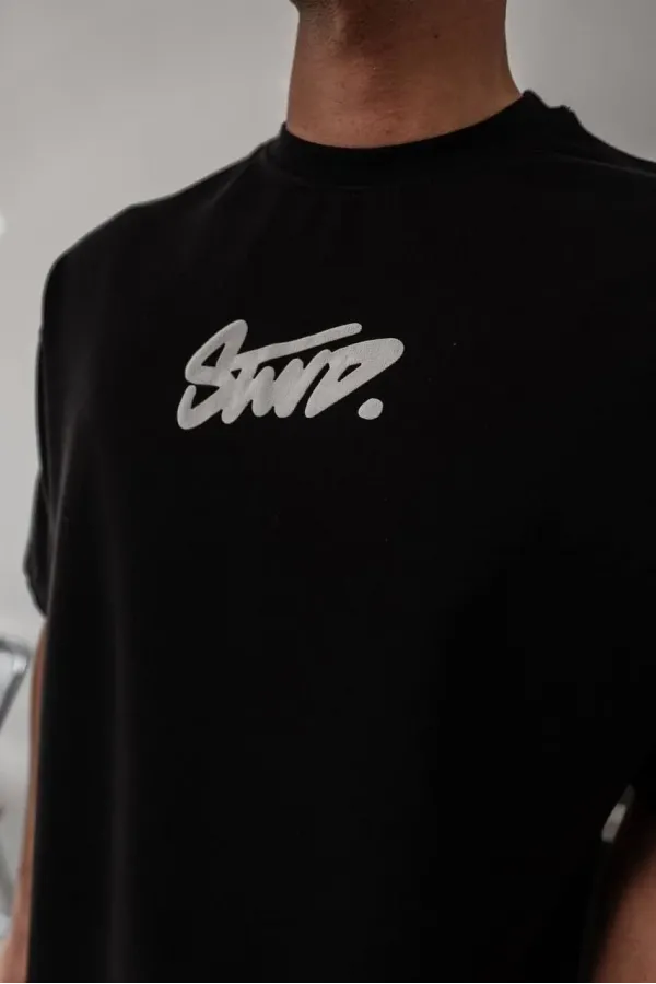 Erkek Baskılı Oversize T-shirt - Siyah