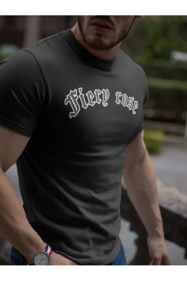 Erkek Bisiklet Yaka Baskılı Oversize T-Shirt - Siyah