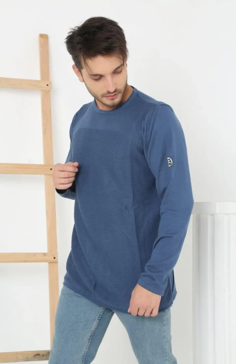 Erkek Biskilet Yaka Kolu Armalı - Koyu Mavi Somersan Giyim | Kadın, Erkek ve Çocuk Moda