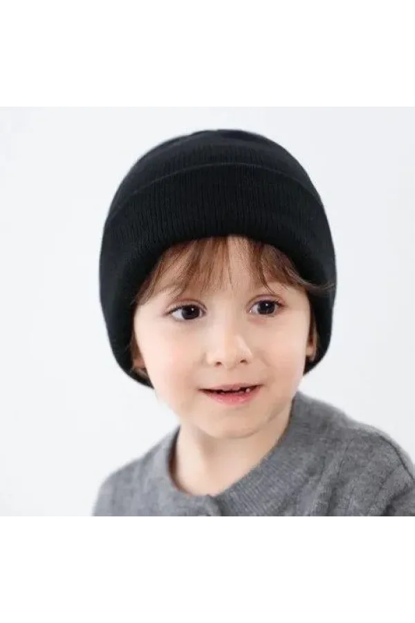 Erkek Çocuk Katlamalı Basic Bere - Siyah