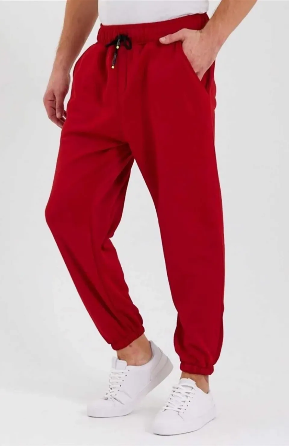 Erkek Düz Scuba Kumaş İçi Pamuklu Eşofman Altı - Bordo