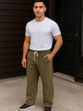 Erkek Fitilli Kadife Cepli Buggy Pantolon Oversize Rahat Kalıp - Haki