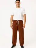 Erkek Fitilli Kadife Cepli Buggy Pantolon Oversize Rahat Kalıp - Kahverengi