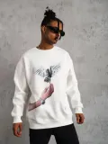 Erkek Güvercin Baskılı Sweatshirt - Beyaz Somersan Giyim | Kadın, Erkek ve Çocuk Moda