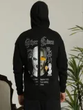 Erkek Kapşonlu Sweatshirt – Oversize Üç İplik Şardonlu Hoodie, “Other Lives” Ön & Arka Baskılı, Kanguru Cepli, Kışlık Rahat Günlük Stil - Siyah