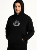 Erkek Kapşonlu Sweatshirt – Oversize Üç İplik Şardonlu Hoodie, “West Coast Classics” Ön & Arka Baskılı, Kanguru Cepli Kışlık Günlük Stil - Siyah