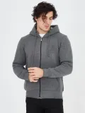 Erkek Kapüşonlu Düz Fermuarlı Hırka - Füme Somersan Giyim | Kadın, Erkek ve Çocuk Moda