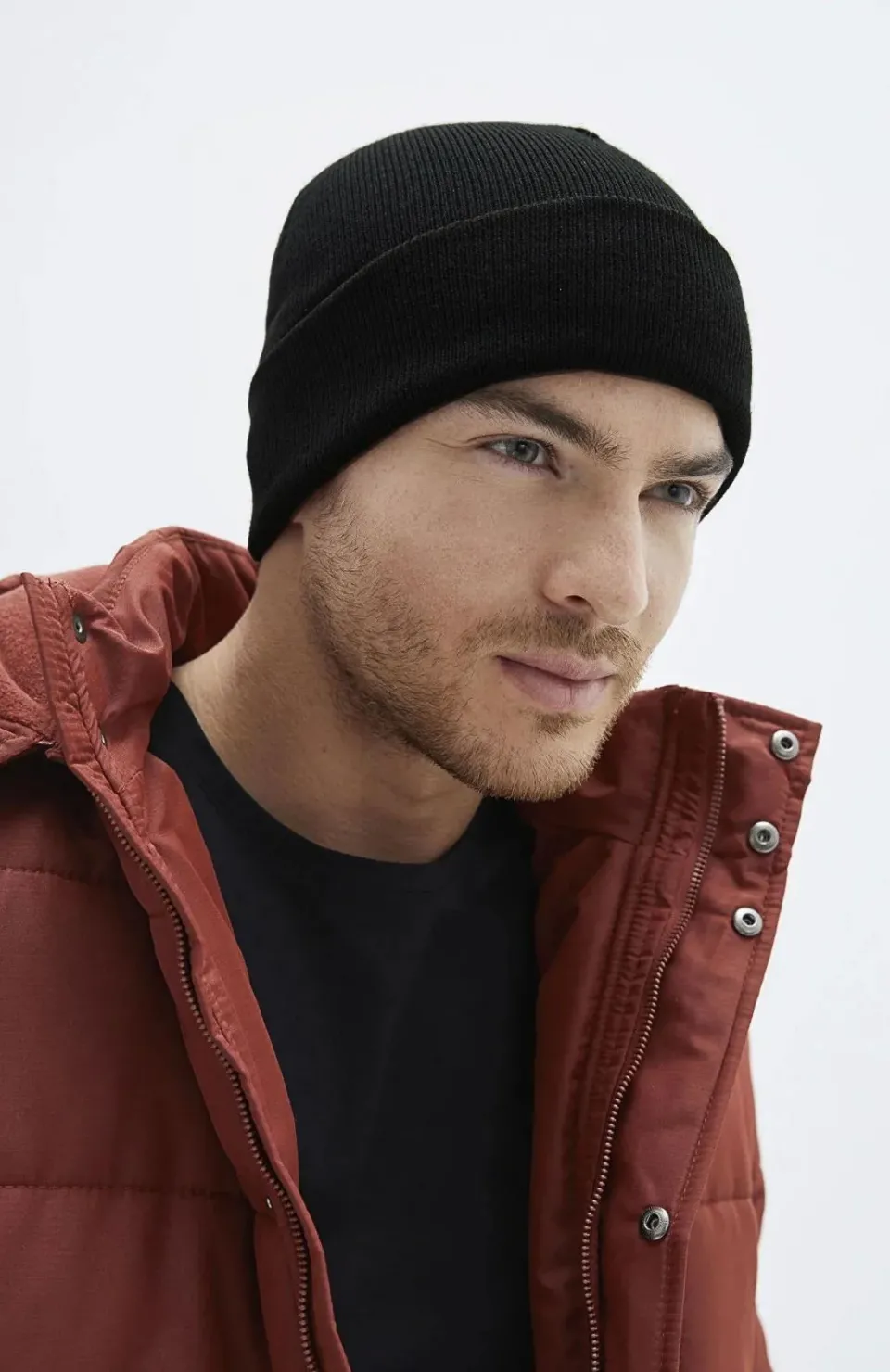 Erkek Katlamalı Basic Bere - Siyah