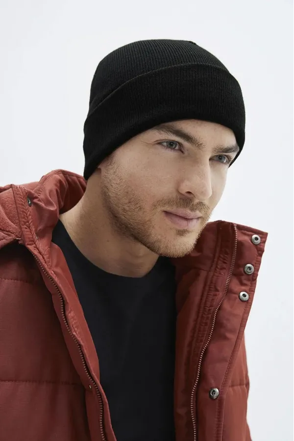 Erkek Katlamalı Basic Bere - Siyah