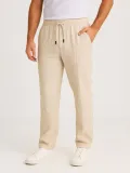 Erkek Keten Pantolon – Cepli, Beli Lastikli ve Bağcıklı, Nefes Alan Rahat Kalıp, Yazlık ve Baharlık Günlük Giyim, Şık & Konforlu Boru Paça Model - Bej