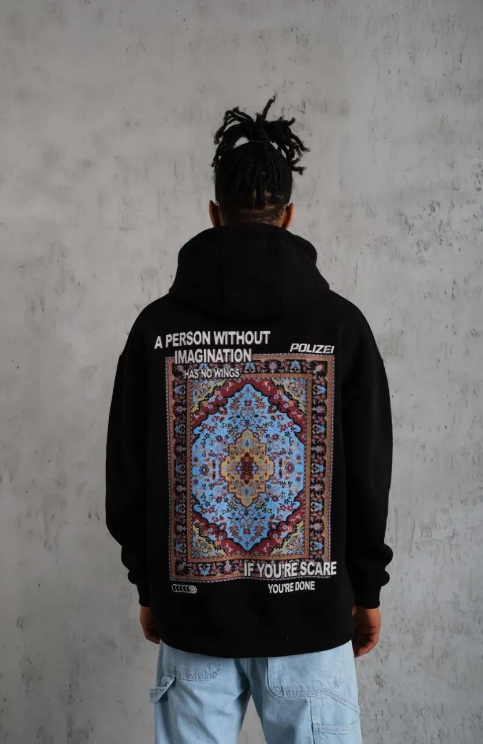 Erkek Kilim Desen Kapüşonlu - Siyah Somersan Giyim | Kadın, Erkek ve Çocuk Moda