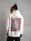 Erkek Kilim Desen Kapüşonlu Sweat- Beyaz Somersan Giyim | Kadın, Erkek ve Çocuk Moda
