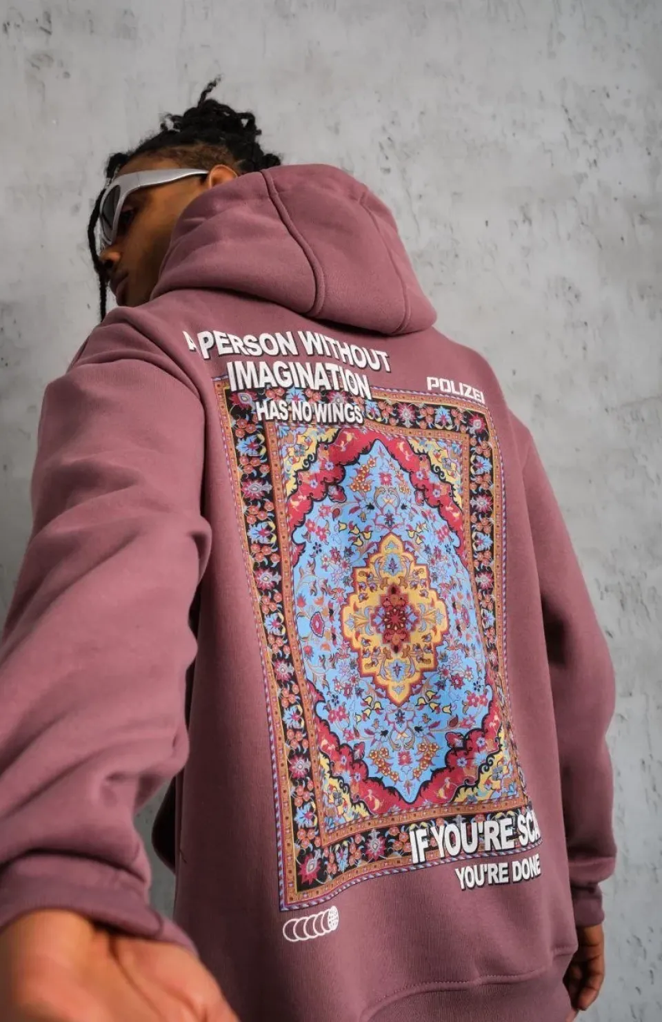 Erkek Kilim Desen Kapüşonlu Sweat - Gül Kurusu Somersan Giyim | Kadın, Erkek ve Çocuk Moda